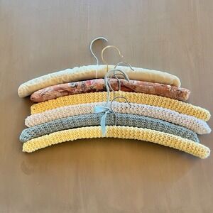 6 Vintage Padded + Crochet‎ Hangers Cottagecore Closet Vibes Shabby Chic Granny